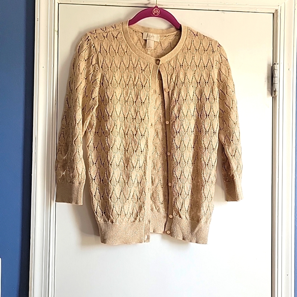 Gold shimmering sweater.